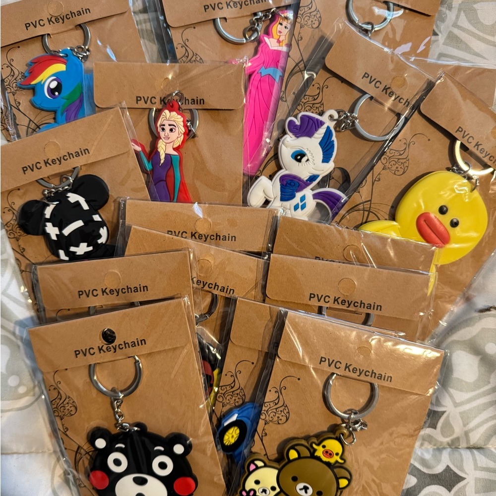 Colorful Red and Blue Cartoon Keychains